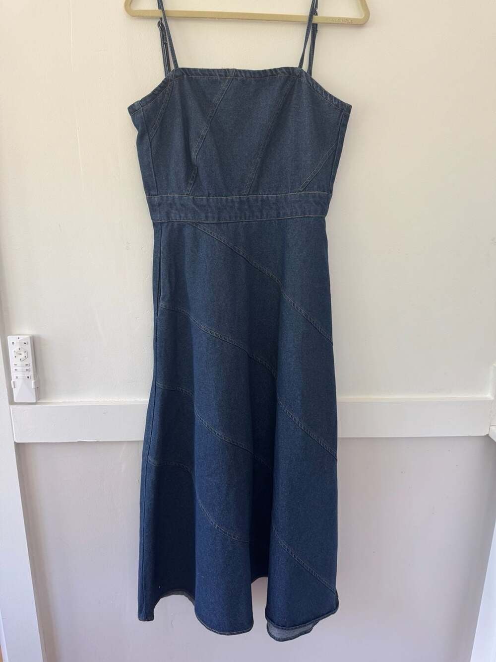 Freemarket Women's Dark Denim Seamed Corset Midi Dress with Back Zipper Size M